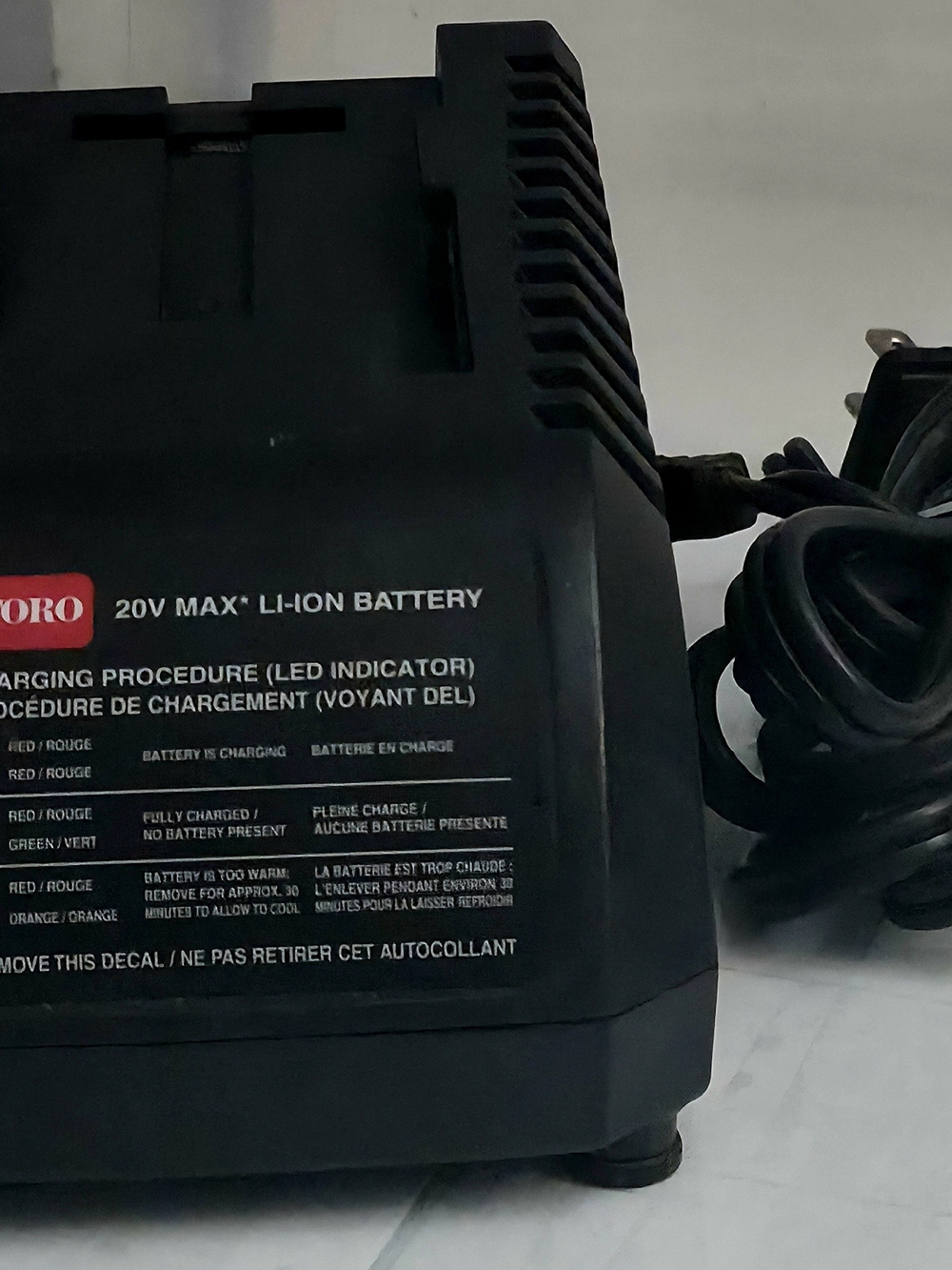 Toro 20V Max Lithium-Ion Battery Charger Model 88500
